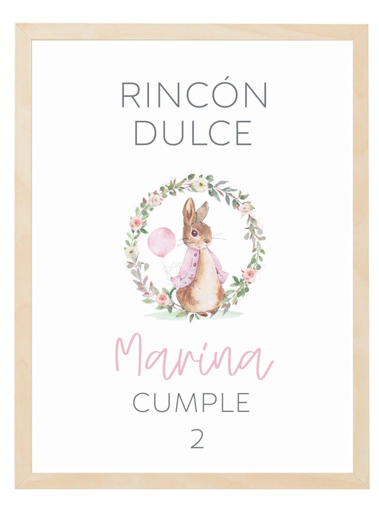 Cartel Peter Rabbit rosa • Mi Fiesta de Papel
